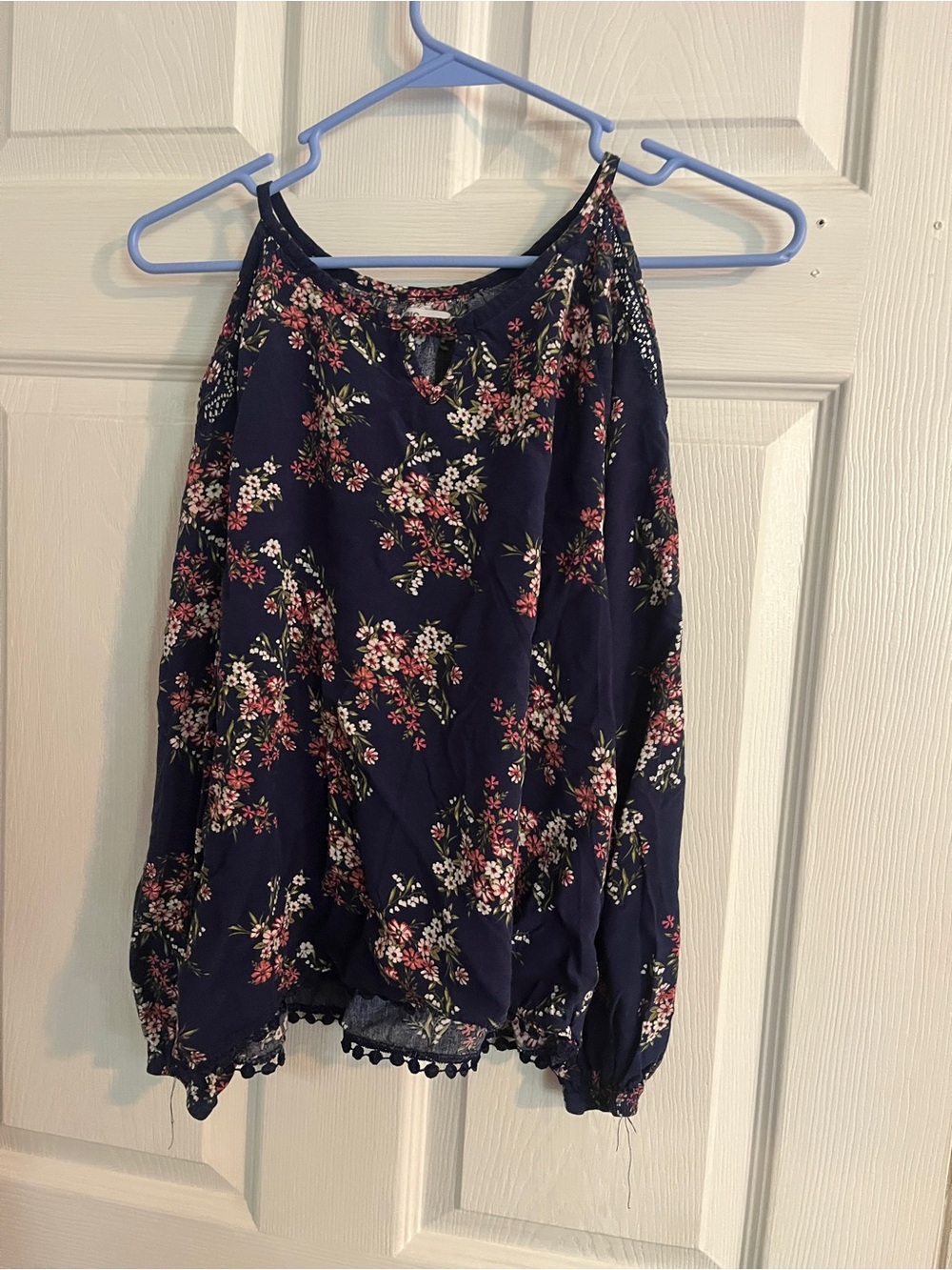 Epic Threads Navy Floral Halter Tunic with Pom Hem